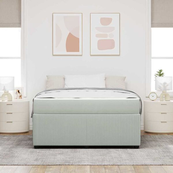 vidaXL Cadre de lit avec matelas Gris clair 140 x 200 cm tissu