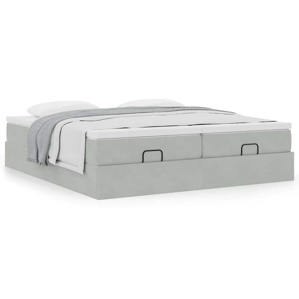 vidaXL Cadre de lit ottoman avec matelas gris clair 200x200 cm velours