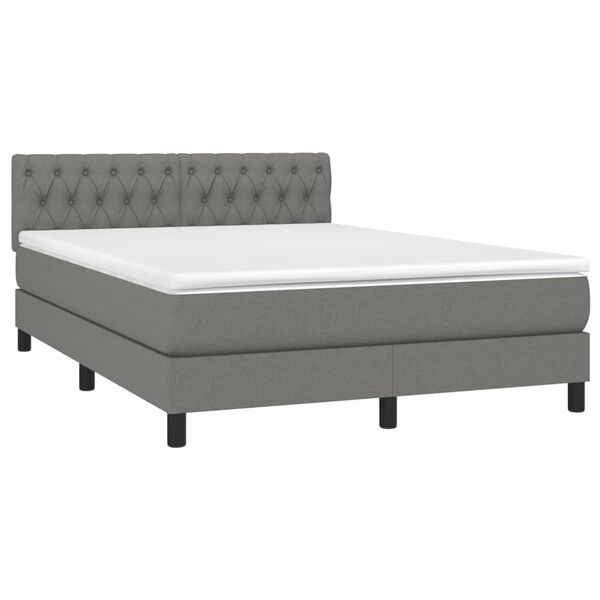 vidaXL Sommier &agrave; lattes de lit et matelas et LED Gris fonc&eacute; 140x190 cm