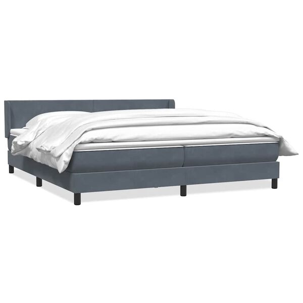 vidaXL Sommier &agrave; lattes de lit et matelas gris fonc&eacute; 180x220cm velours