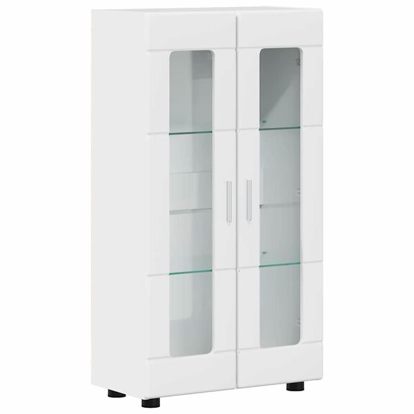 vidaXL Buffet avec &eacute;tag&egrave;re FLORIN Blanc brillant 55,5 x 29 x 103 cm