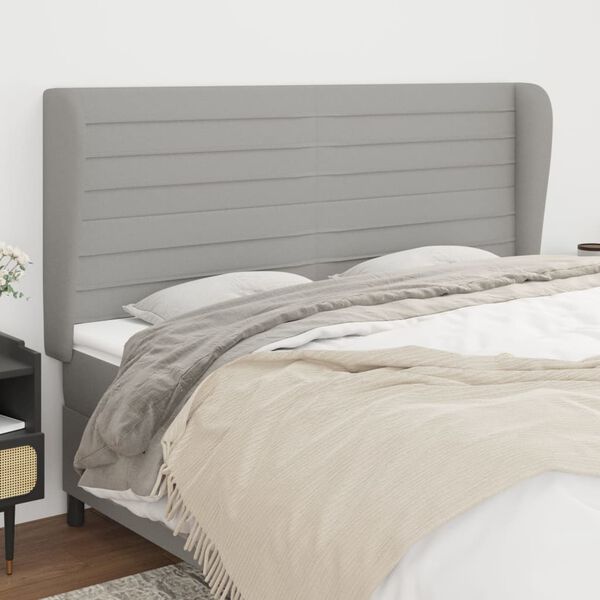 vidaXL T&ecirc;te de lit avec oreilles Gris clair 203x23x118/128 cm Tissu