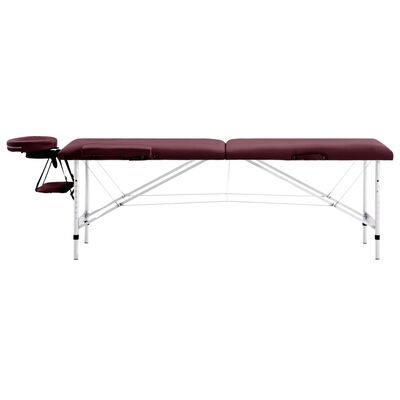 vidaXL Table de massage pliable 2 zones Aluminium Violet vin