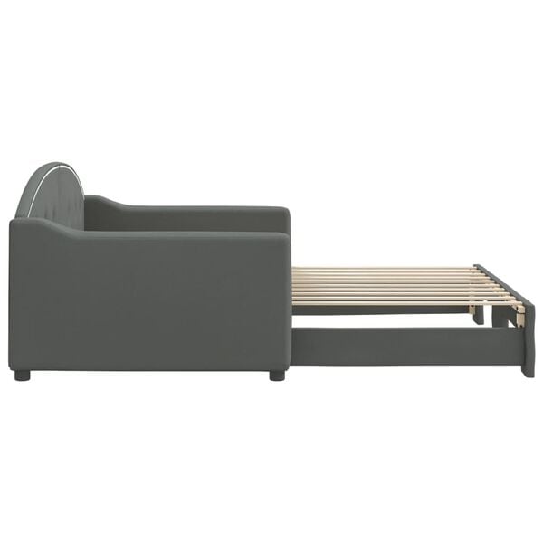 vidaXL Lit de jour avec gigogne sans matelas gris foncé 90x190 cm