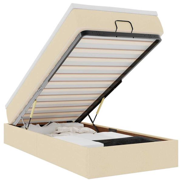 vidaXL Cadre de lit ottoman avec matelas cr&egrave;me 90x190 cm tissu