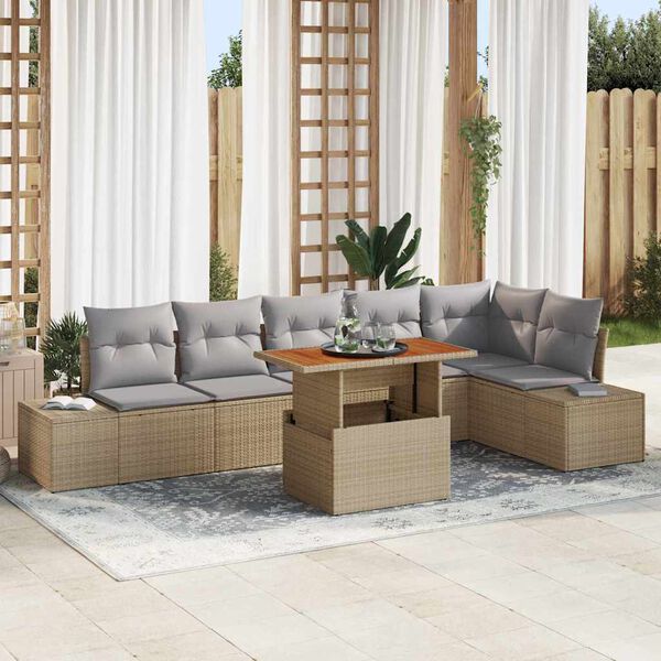 vidaXL Ensemble de salle à manger pour jardin 7 pcs Beige et gris