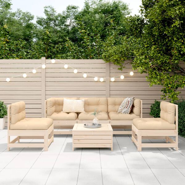 vidaXL Salon de jardin 6 pcs bois de pin massif