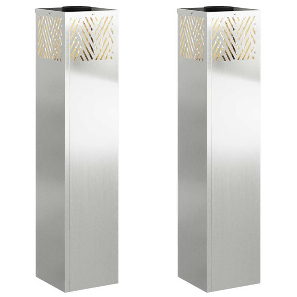 vidaXL Lumi&egrave;re de chemin LED solaire 2 pcs Argent&eacute; Galvanis&eacute;
