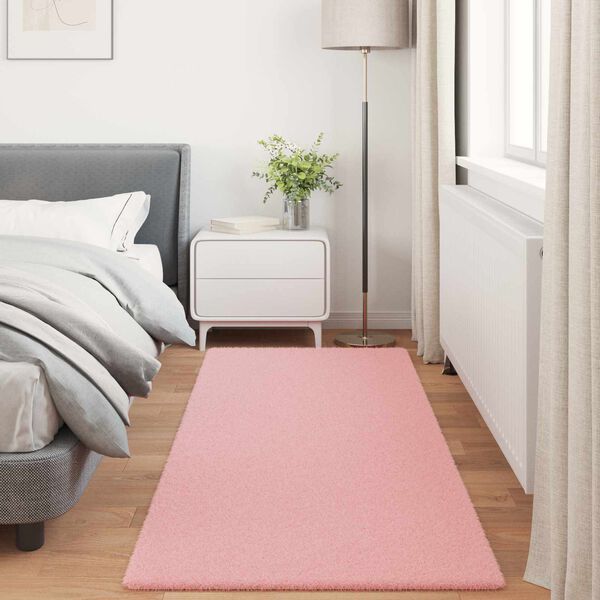 vidaXL Tapis en Fourrure Synth&eacute;tique de Lapin Olite Rose 100 x 200 cm