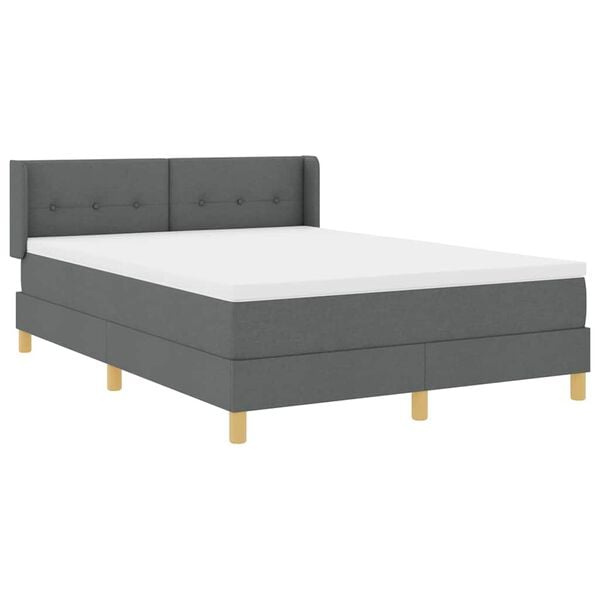vidaXL Lit &agrave; Ressorts avec matelas Gris fonc&eacute; 140 x 200 cm tissu