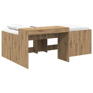 vidaXL Lit haut pour enfants avec bureau Ch&ecirc;ne artisanal 80 x 200 cm