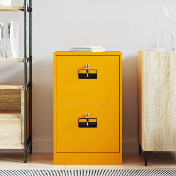 vidaXL Cabinet de Dossier Jaune moutarde 44 x 50 x 106.5 cm
