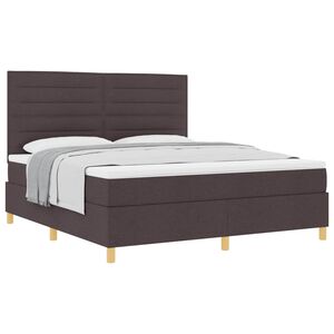 vidaXL Lit &agrave; ressorts avec matelas Marron fonc&eacute; 180 x 200 cm tissu
