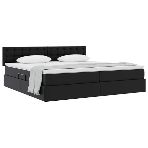 vidaXL Lit avec rangement et matelas Noir 200 x 200 cm Simili cuir