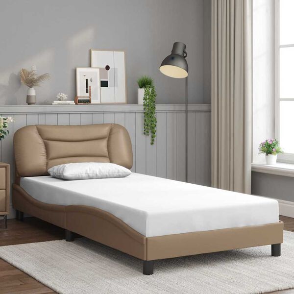 vidaXL Cadre de lit sans matelas Hvar cappuccino 100x200 cm similicuir