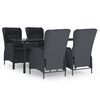 vidaXL Ensemble &agrave; manger de jardin 5 pcs Gris fonc&eacute; R&eacute;sine tress&eacute;e