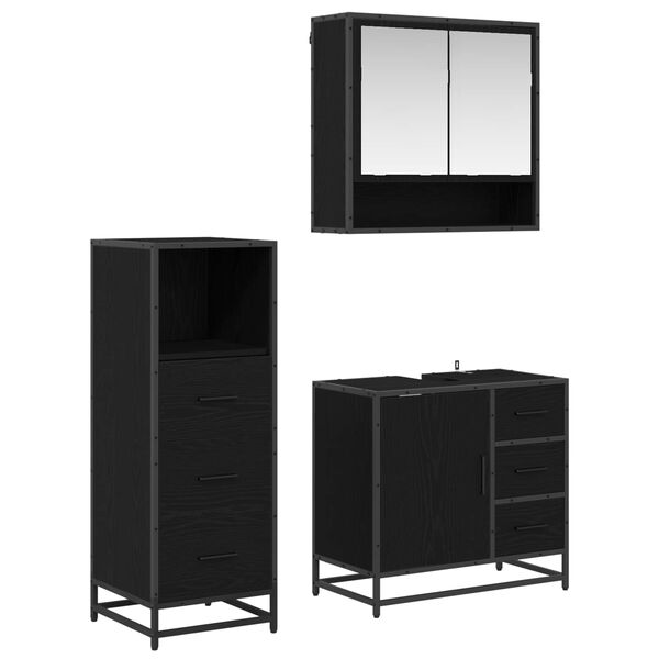 vidaXL Ensemble de mobilier de salle de bain 3 pcs Ch&ecirc;ne noir