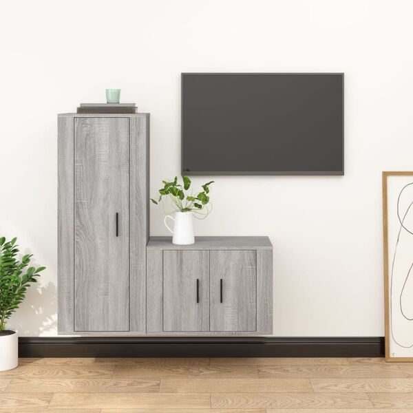 vidaXL Ensemble de meubles TV 2 pcs Sonoma gris Bois d'ing&eacute;nierie