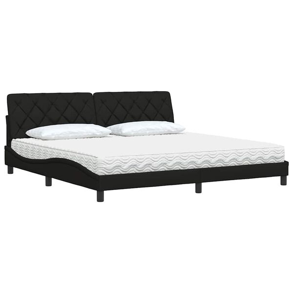 vidaXL Lit avec matelas noir 200x200 cm tissu