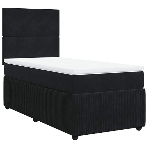 vidaXL Sommier &agrave; lattes de lit avec matelas Noir 90x190 cm Velours