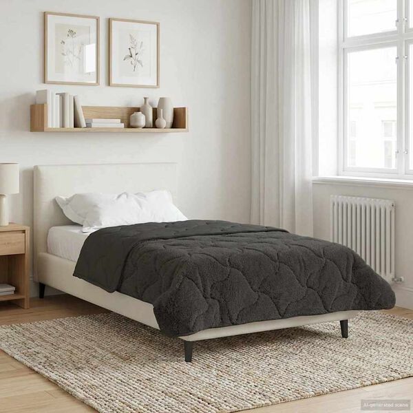 vidaXL Duvet d'hiver Matelass&eacute; Anthracite 135 x 200 cm