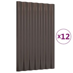 vidaXL Panneaux de toit 12 pcs Acier galvanisé Marron 60x36 cm