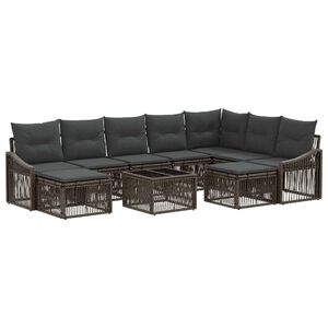 vidaXL Ensemble de canap&eacute; de jardin 10 pc Gris polyrotin