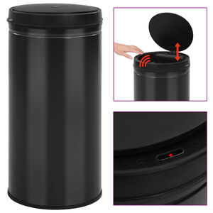 vidaXL Poubelle &agrave; capteur automatique 70 L Acier au carbone Noir