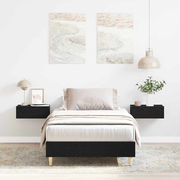 vidaXL Cadre de lit Ch&ecirc;ne noir 193 x 93 x 25 cm Bois d'ing&eacute;nierie