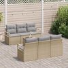 vidaXL Ensemble de canap&eacute; de jardin 7 pcs Beige et gris polyrotin