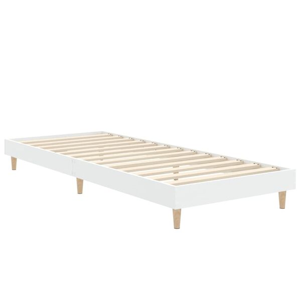 vidaXL Cadre de lit sans matelas blanc 75x190 cm bois d'ing&eacute;nierie
