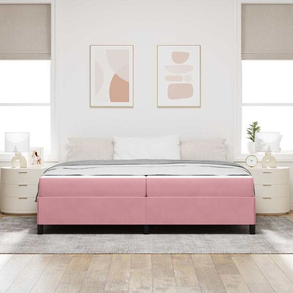 vidaXL Cadre de lit avec matelas Rose 200 x 200 cm tissu