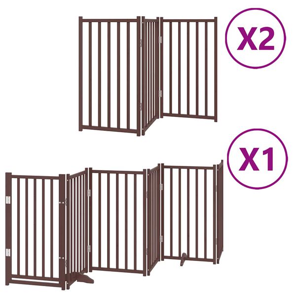 vidaXL Barri&egrave;re pour chien porte pliable 12 panneaux bois de peuplier