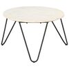 vidaXL Table basse Blanc 65x65x42 cm Pierre v&eacute;ritable texture marbre