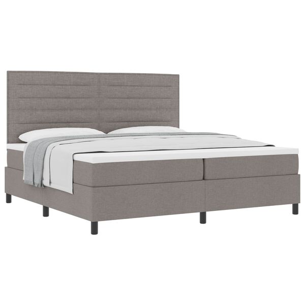 vidaXL Lit &agrave; ressorts avec matelas Taupe 200 x 200 cm tissu