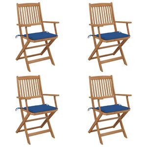 vidaXL Chaises pliantes 4 pi&egrave;ces avec coussins en bois d'acacia massif