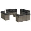 vidaXL Salon de jardin avec coussins 13 pcs gris r&eacute;sine tress&eacute;e