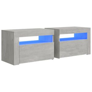 vidaXL Tables de chevet 2 pcs avec LED Gris b&eacute;ton 60x35x40 cm
