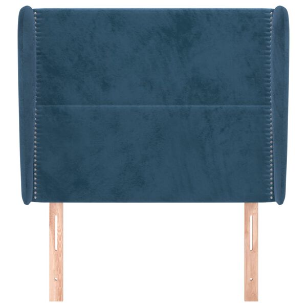 vidaXL T&ecirc;te de lit avec oreilles Bleu fonc&eacute; 93x23x118/128 cm Velours