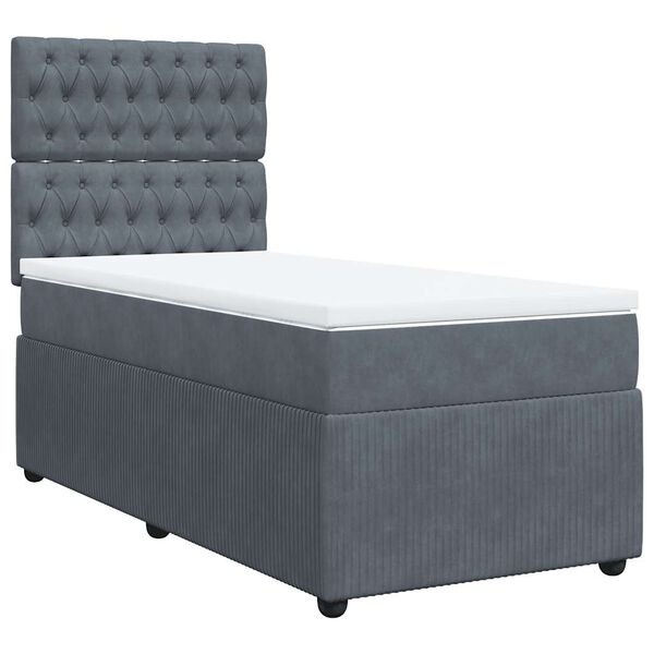 vidaXL Sommier à lattes de lit et matelas Gris foncé 90x200 cm Velours
