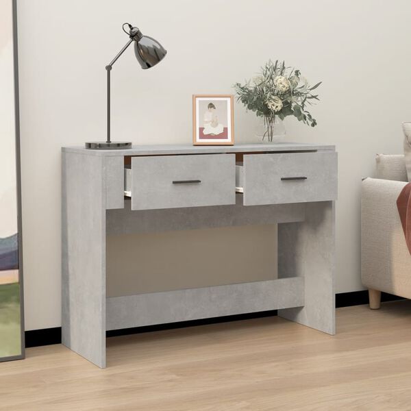 vidaXL Table console Gris b&eacute;ton 100x39x75 cm Bois d'ing&eacute;nierie