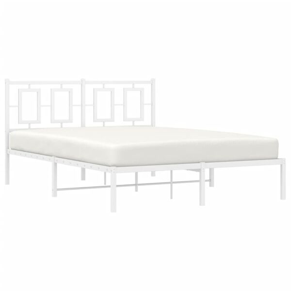 vidaXL Cadre de lit m&eacute;tal sans matelas et t&ecirc;te de lit blanc 140x200 cm
