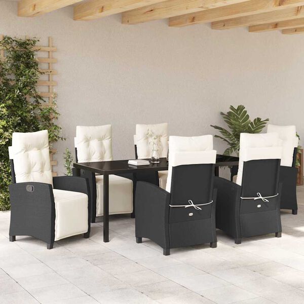 vidaXL Ensemble de salle &agrave; manger pour jardin 7 pcs Noir polyrotin