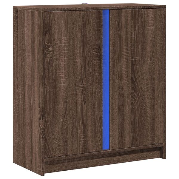 vidaXL Buffet avec LED ch&ecirc;ne marron 77x34x85 cm bois d'ing&eacute;nierie