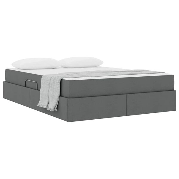 vidaXL Lit avec rangement et matelas Gris fonc&eacute; 140 x 200 cm Polyester