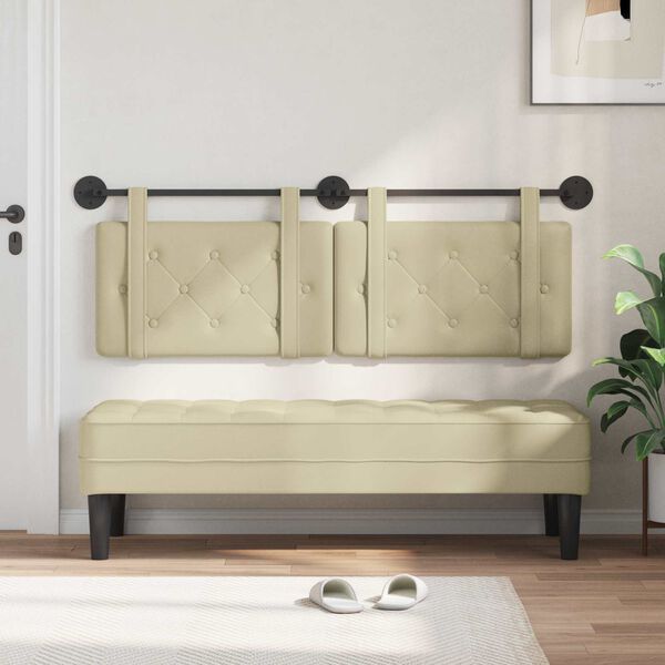 vidaXL T&ecirc;te de lit suspendue Cr&egrave;me 150 x 55 x 5 cm Simili cuir