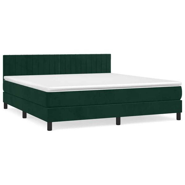 vidaXL Sommier &agrave; lattes de lit et matelas Vert fonc&eacute; 180x200cm Velours