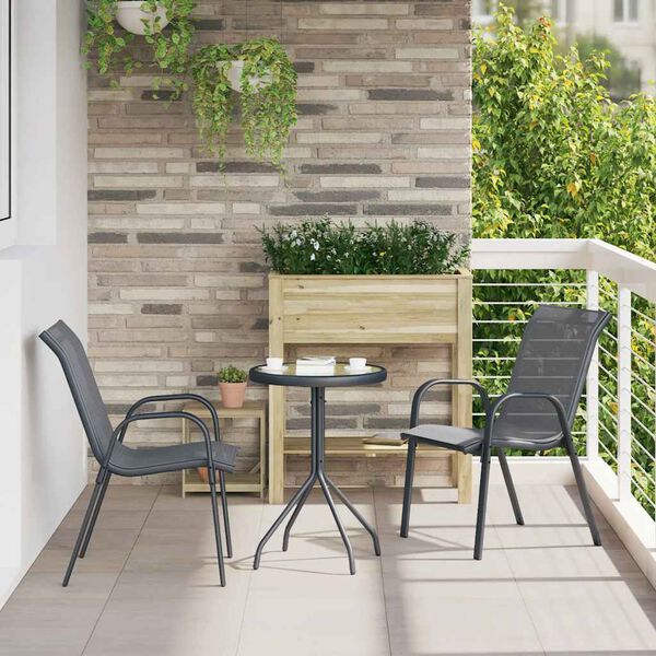 vidaXL Chaises empilables de jardin lot de 2 Gris Tissu textil&egrave;ne