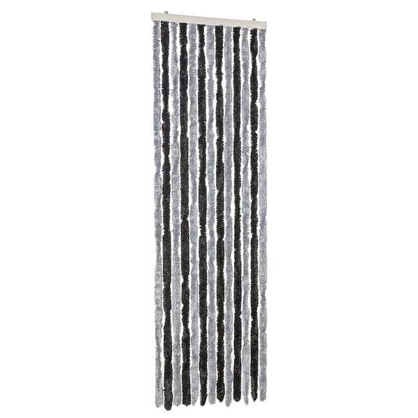 vidaXL Rideau anti-mouches gris et noir 56x185 cm chenille