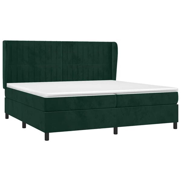 vidaXL Sommier &agrave; lattes de lit et matelas Vert fonc&eacute; 200x200cm Velours